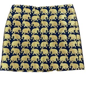 J.‎ Crew Women's SZ 2 Mini Brocade Skirt Black with Gold Elephants Jaquard Lined